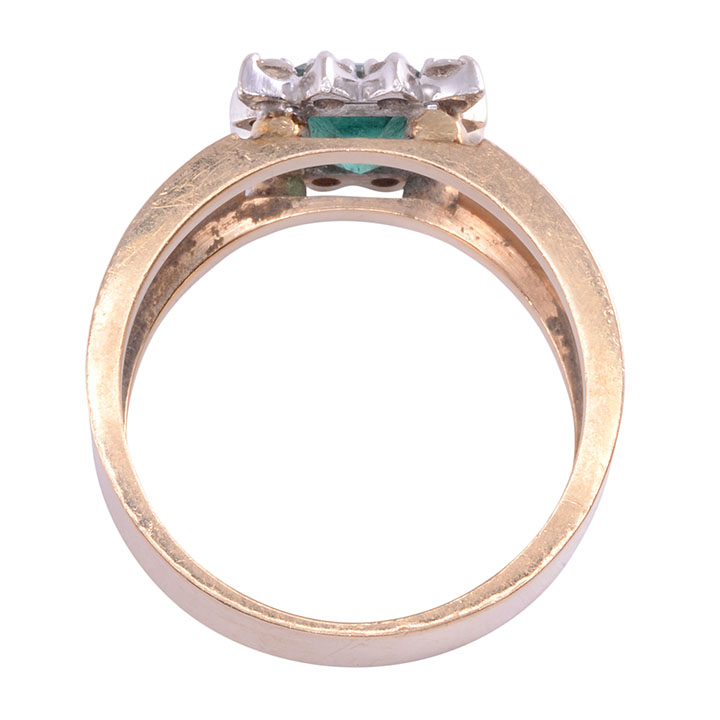 Emerald & Diamond Wide Band Ring