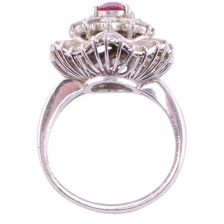 Oval Ruby & Diamond Platinum Ring
