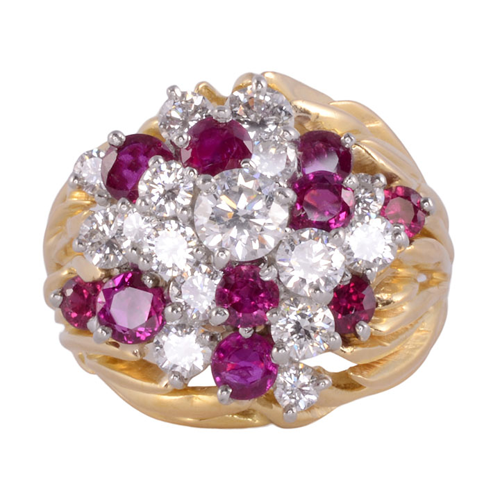diamond ruby dome ring