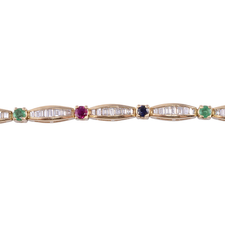 Ruby Sapphire Emerald & Diamond Bracelet