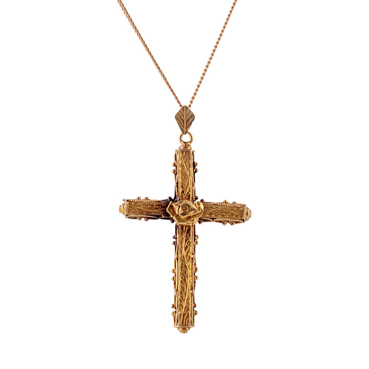 18K Gold Hand Made Cross on Chain