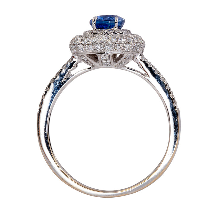 Ceylon Sapphire & Diamond 18KW Ring