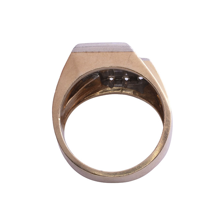 Diamond Mens Ring with Offset Square Design