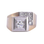 Diamond Mens Ring with Offset Square Design