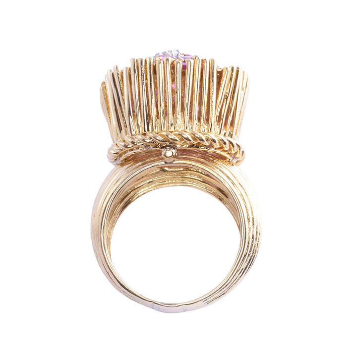 French Ruby & Diamond 18K Rose Gold Ring