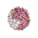 French Ruby & Diamond 18K Rose Gold Ring