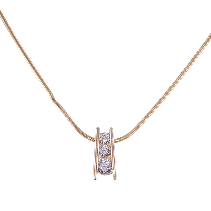 Graduated Diamond Slider Pendant Necklace
