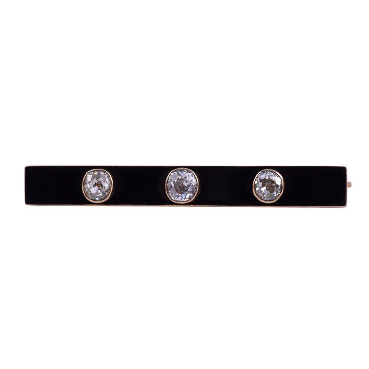 Art Deco Onyx & Diamond Bar Pin