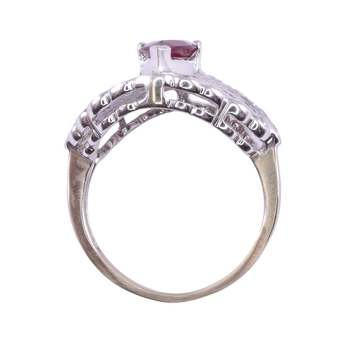 Marquise Ruby & Diamond 18KW Cocktail Ring