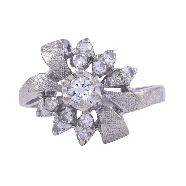 White Gold Floral Diamond Ring