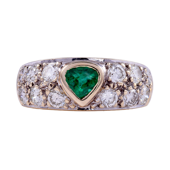 Pear Emerald & Diamond Ring