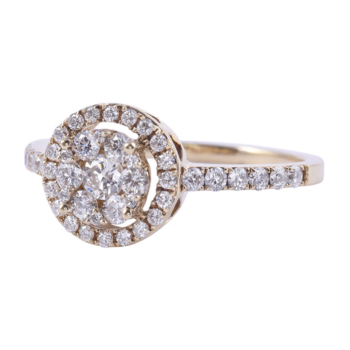 Vivid Halo Diamond 18K Engagement Ring