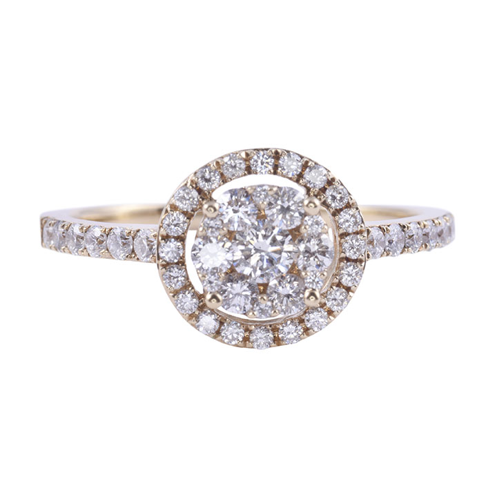 Vivid Halo Diamond 18K Engagement Ring