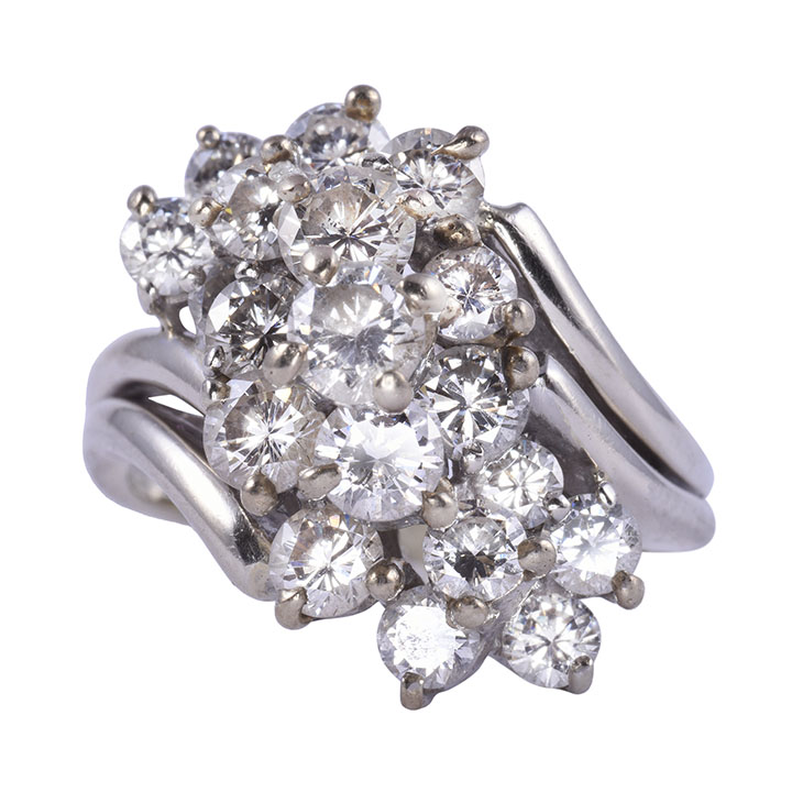 Bypass Style Diamond Cluster Ring