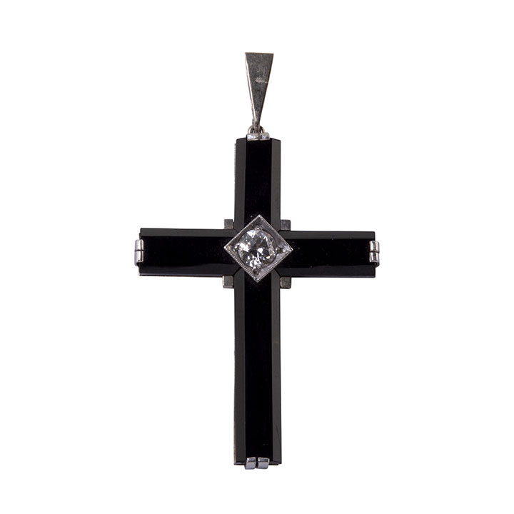 French Onyx Cross Pendant