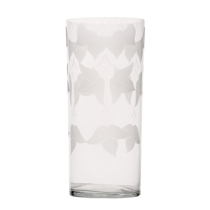 Etched Glass Tall Sunflower Vase