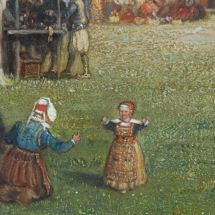 Oil Painting on Board of a Picnic by Samuel Colman