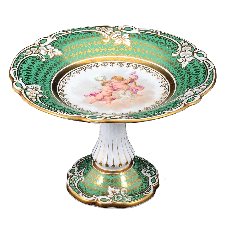 French Hand Painted Porcelain Compote