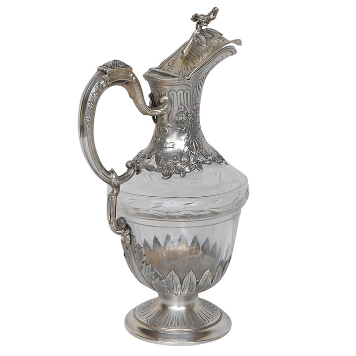 Sterling and Crystal Claret Jug by Olier & Caron