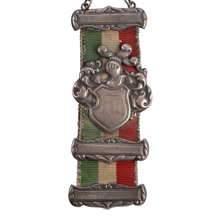 German Silver Watch Fob and Chain