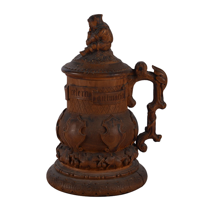 Hand Carved Fruitwood Stein