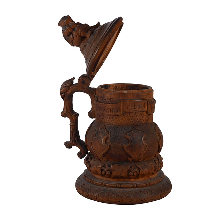 Hand Carved Fruitwood Stein
