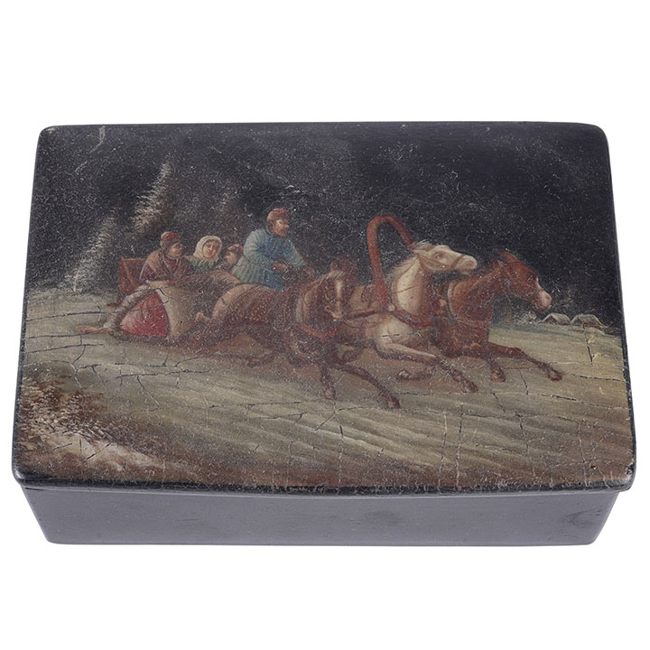 Hand Painted Lacquer Box Troika Scene