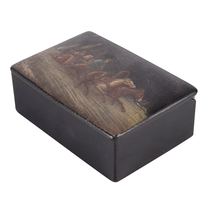 Hand Painted Lacquer Box Troika Scene