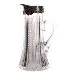 Mauser Mfg Cut Crystal Pitcher With Sterling Silver Rim