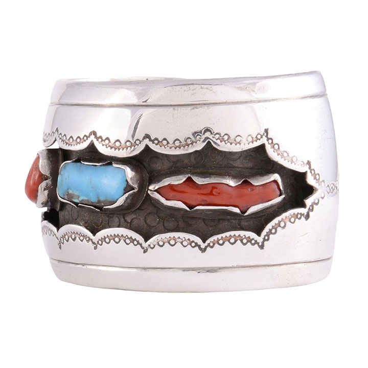 Navajo Shadow Box Sterling Silver Cuff Bracelet