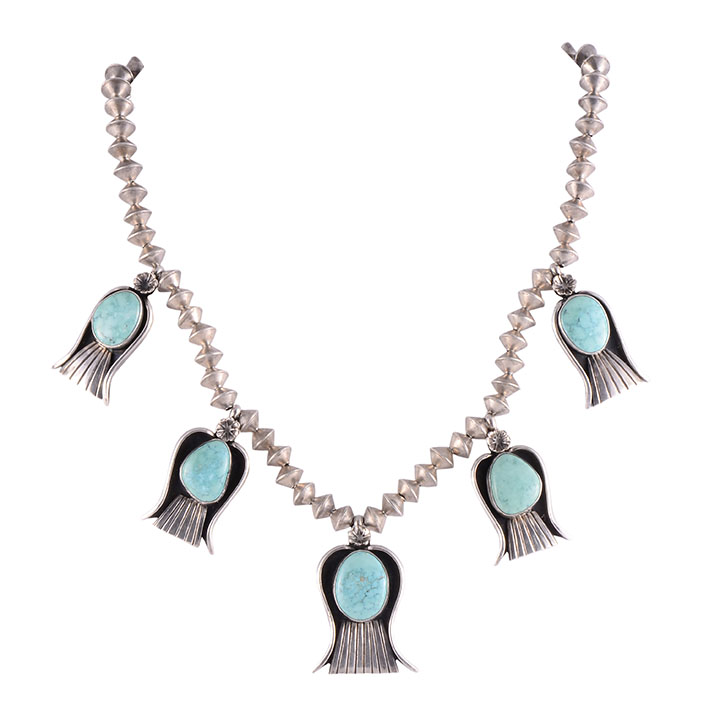 B Begay Navajo Turquoise Sterling Silver Necklace