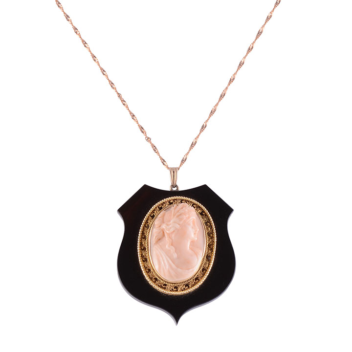 Cameo Mourning Pendant on Chain