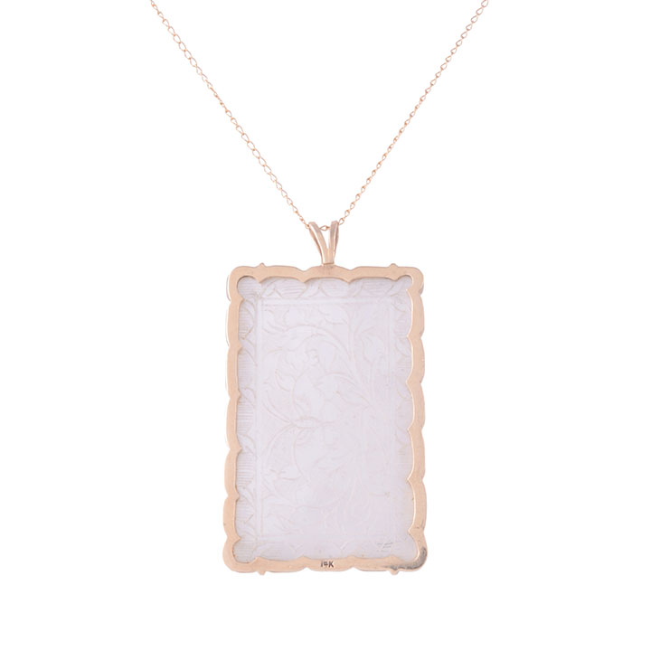 Carved 14K Mother of Pearl Pendant on Chain