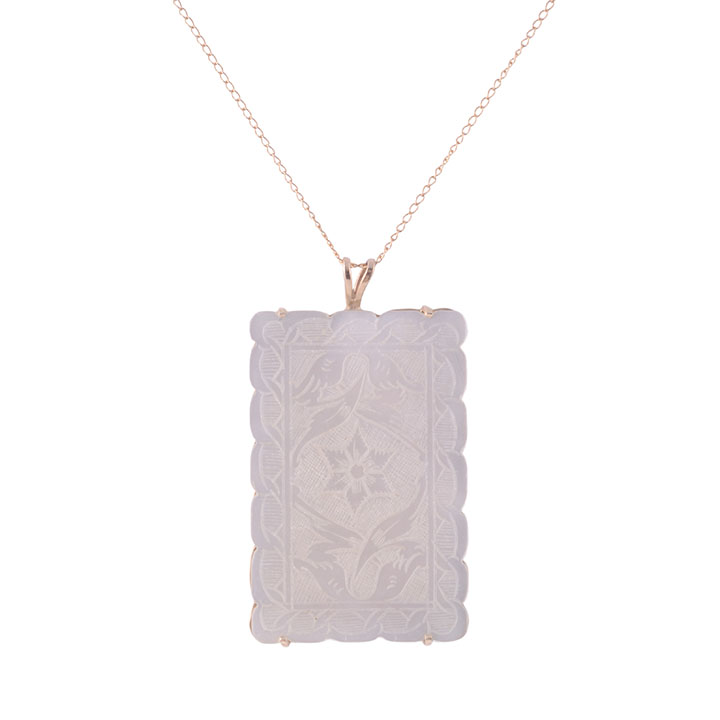 Carved 14K Mother of Pearl Pendant on Chain