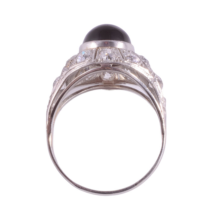 Art Deco Onyx & Diamond Platinum Ring