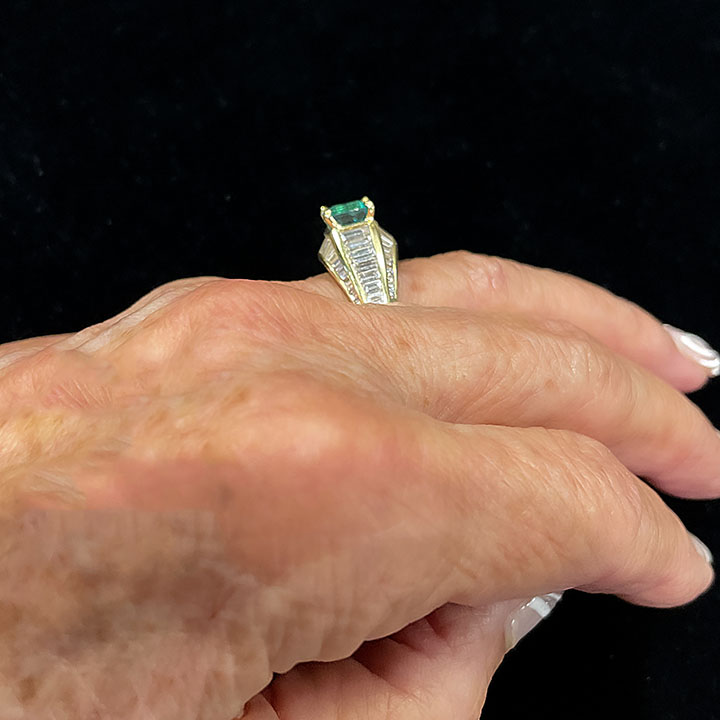 1.80 Carat Emerald and Diamond Ring