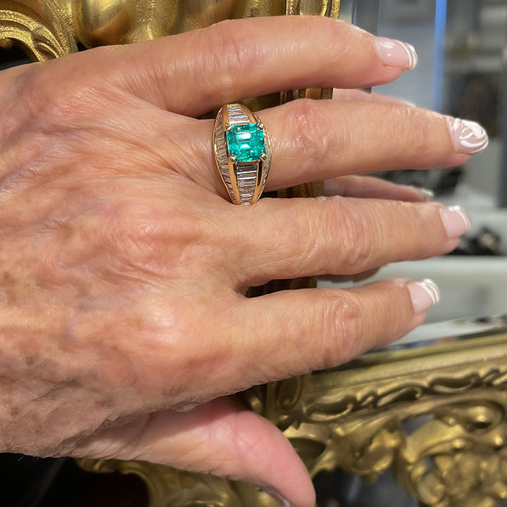 1.80 Carat Emerald And Diamond Ring