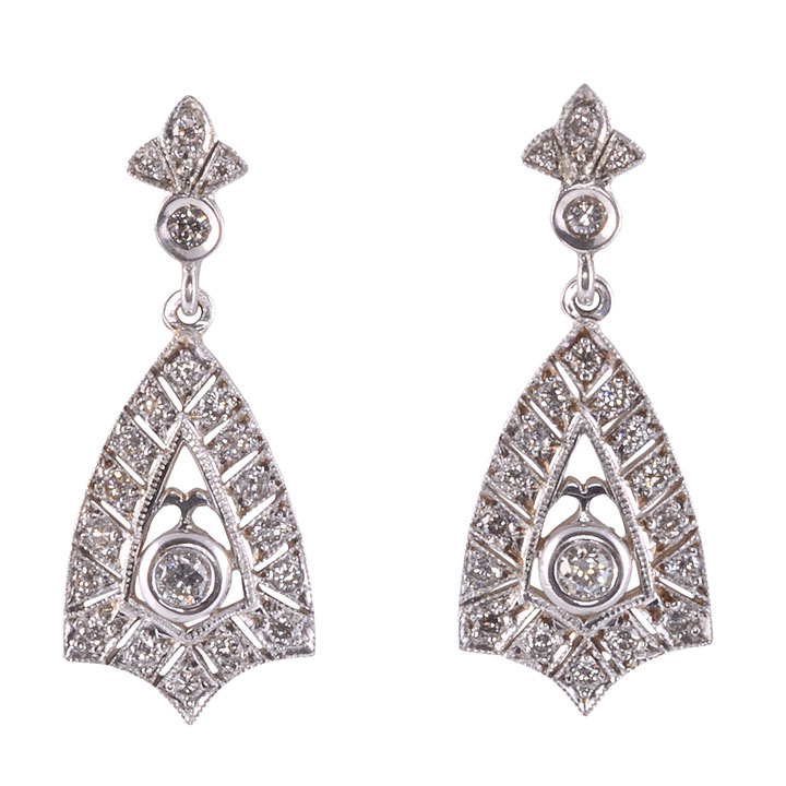 Art Deco Style Diamond Dangle Earrings