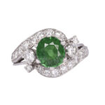 Tsavorite Diamond Platinum Ring