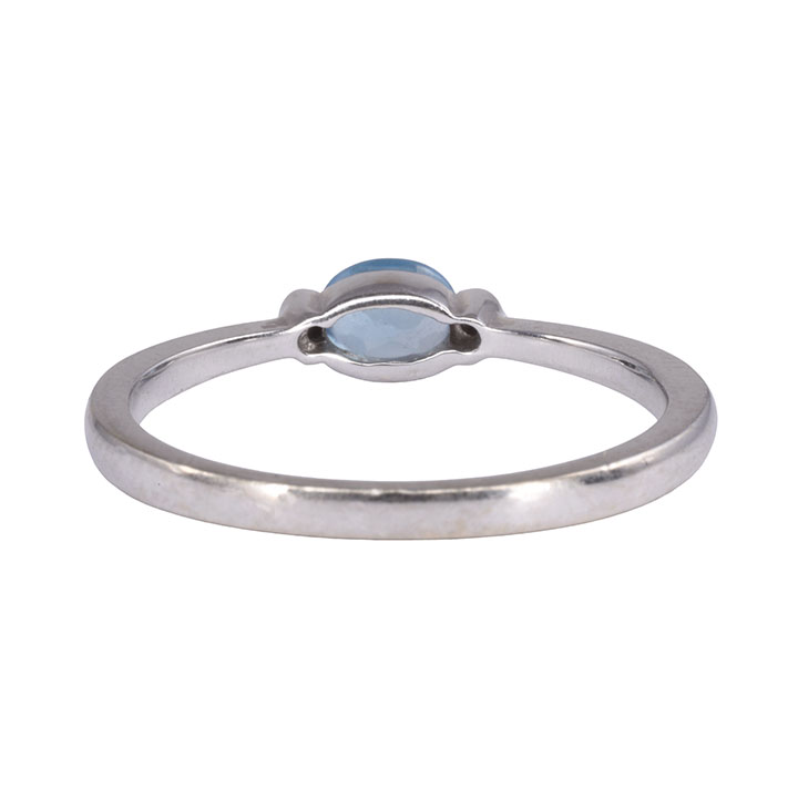 Oval Blue Topaz White Gold Ring