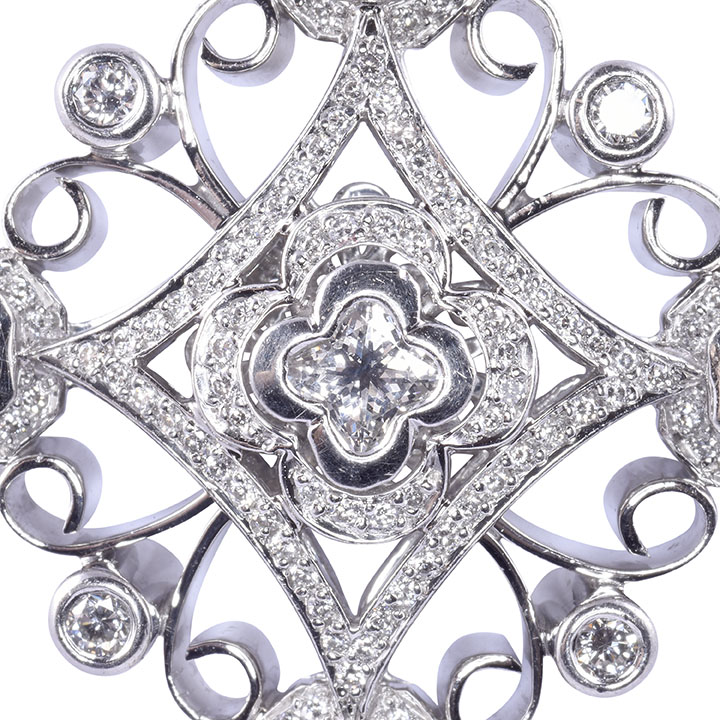 Michael Beaudry Signed Handmade Platinum Diamond Maltese Cross Pendant