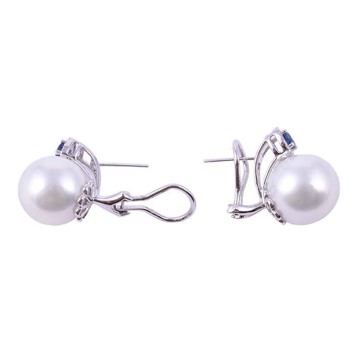 South Seas Pearl & Sapphire Earrings