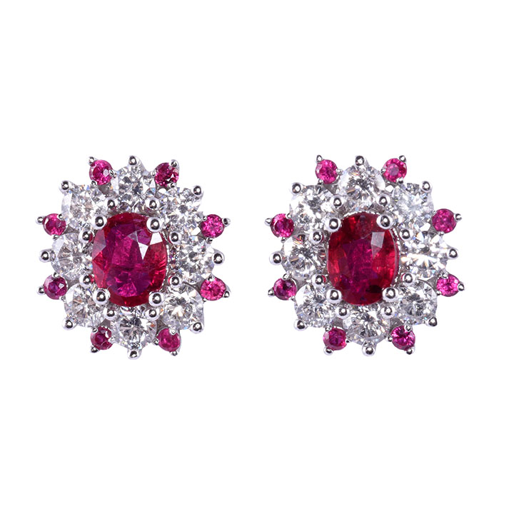 Fine Oval Ruby & Diamond Earrings
