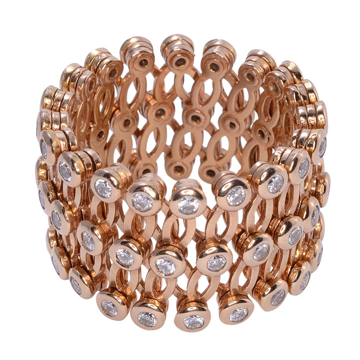 Gioelli 18K Rose Gold Diamond Convertible Ring or Bracelet