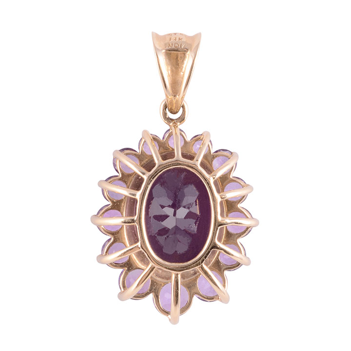 Oval Amethyst Pendant with Amethyst Surround