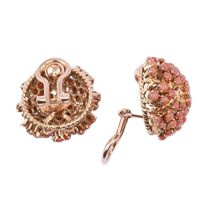 Coral Dome 18K Clip Earrings