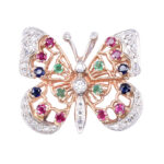 Multi Gemstone Butterfly Pin or Pendant
