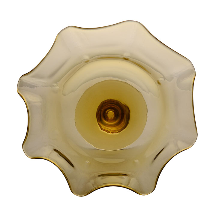 Hand Blown Amber Glass Footed Dish
