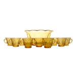 Amber Glass Punchbowl & Cup Set