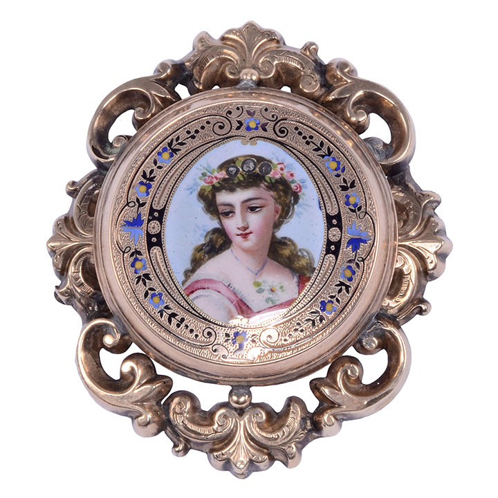 Victorian Hand Painted Brooch